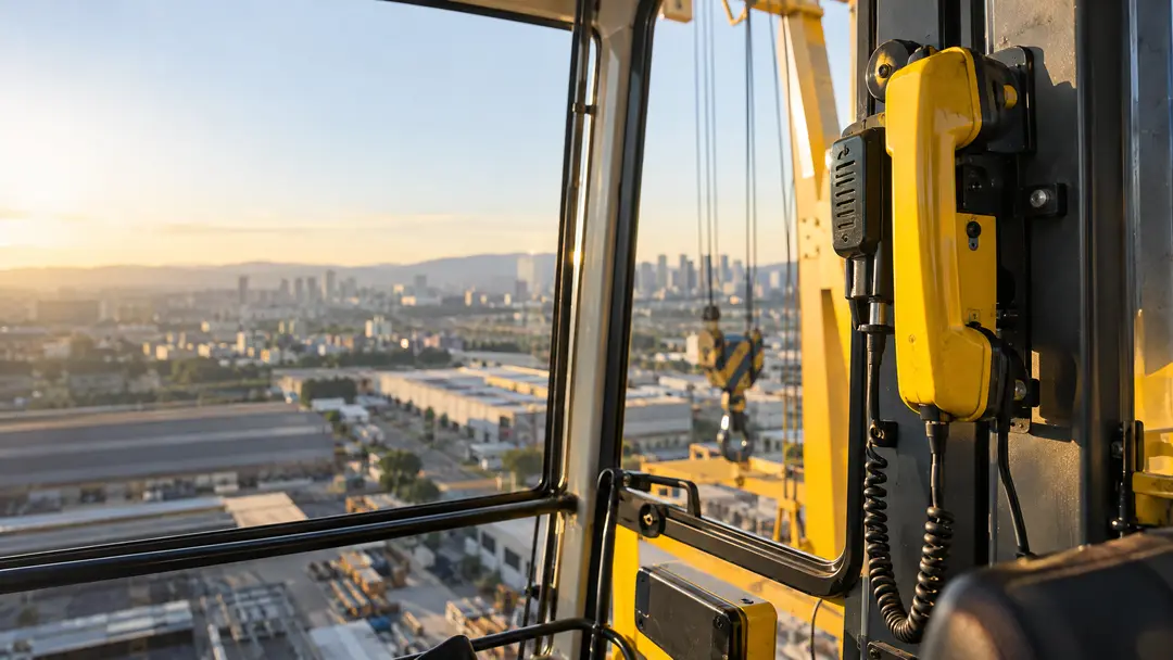 Equipamento de comunicação em cabine de guindaste